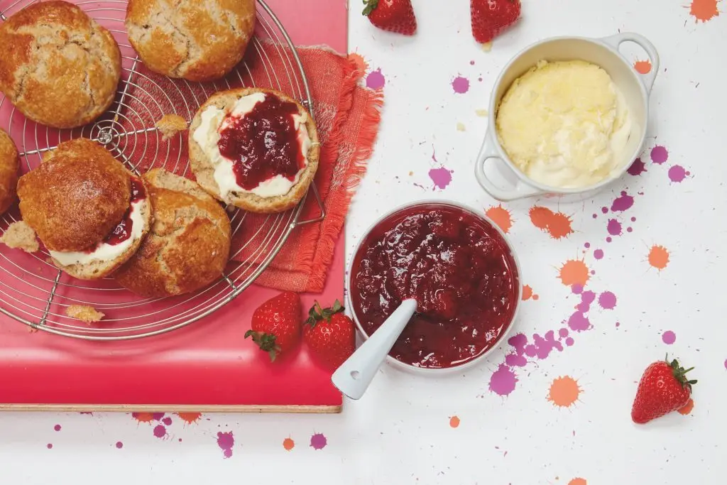 Prosecco strawberry compote and spelt scone recipe