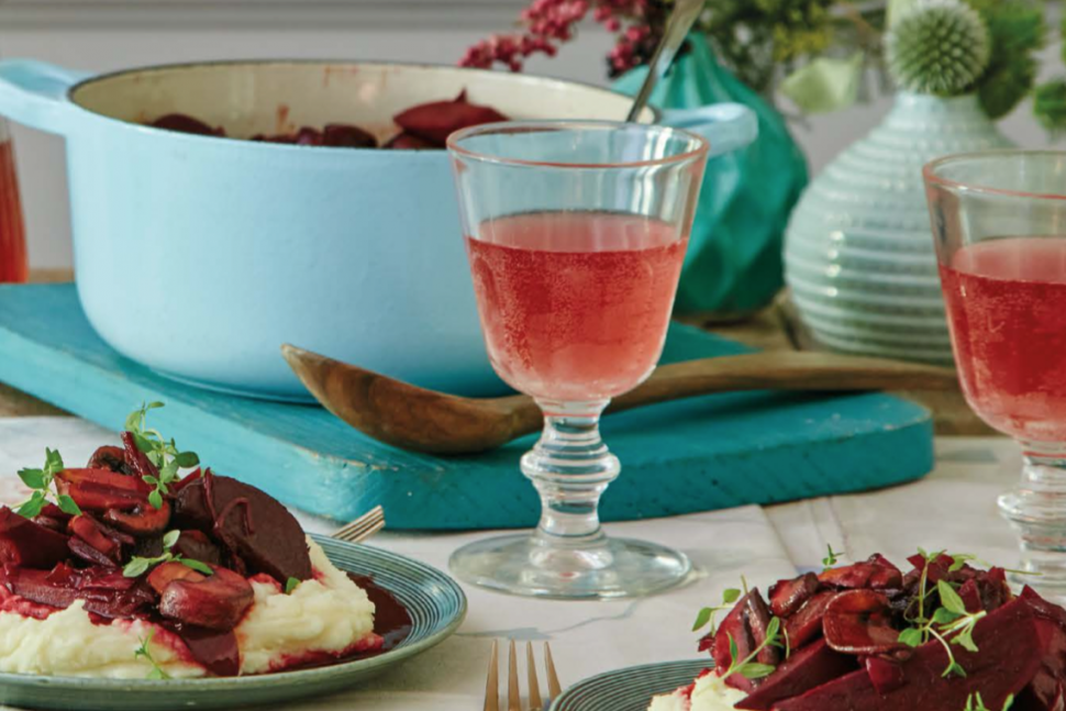 Vegetarian beetroot bourguignon recipe