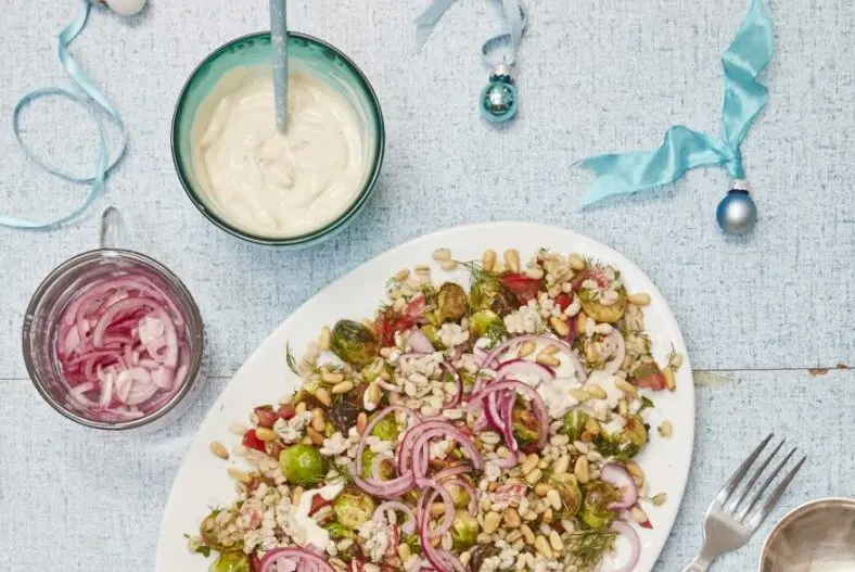 Charred brussels sprouts with tahini