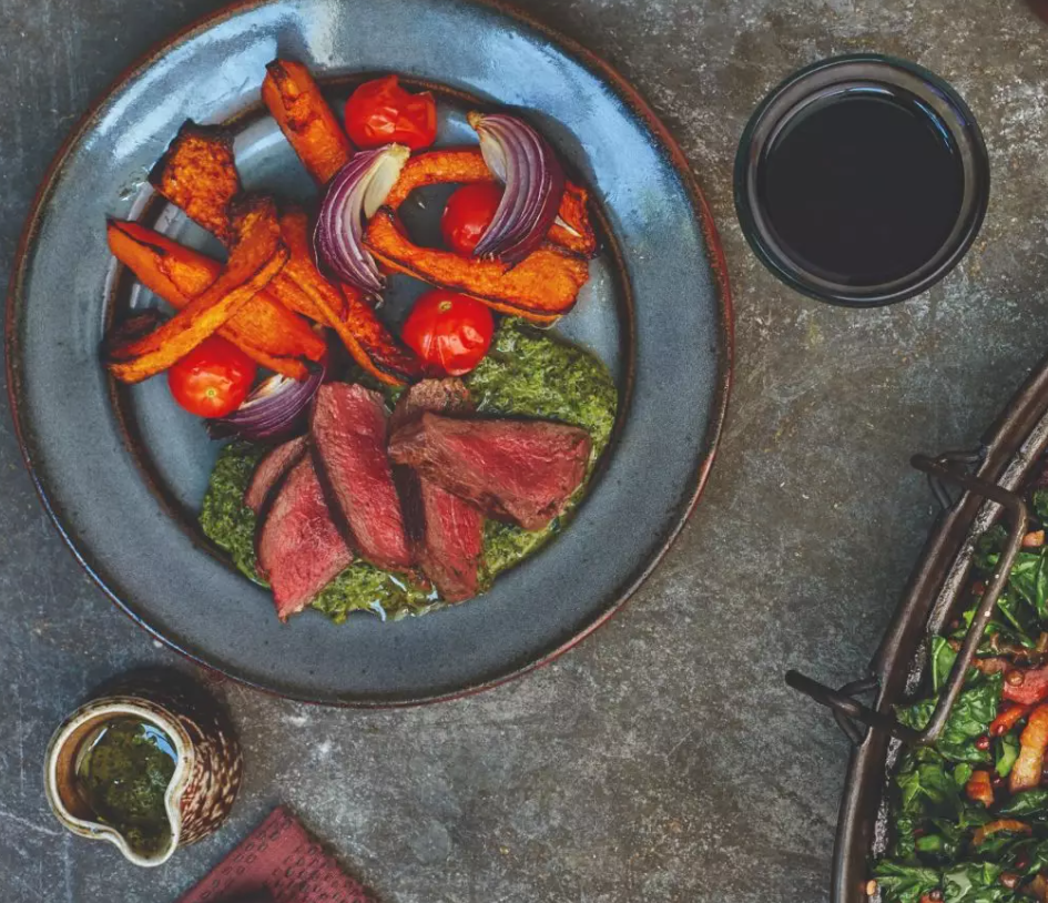 Venison steaks with roasted squash recipe