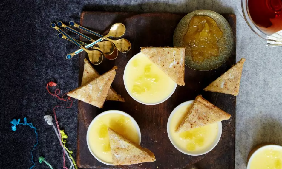 Star anise and ginger posset recipe with spiced shortbreads