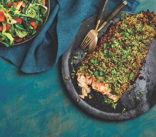 Keto meal ideas: Salmon recipe with a herby crust