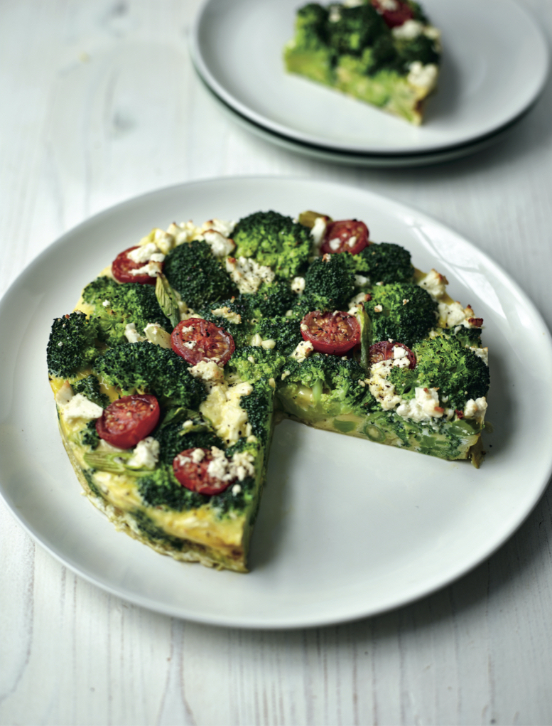 Broccoli and feta crustless quiche recipe