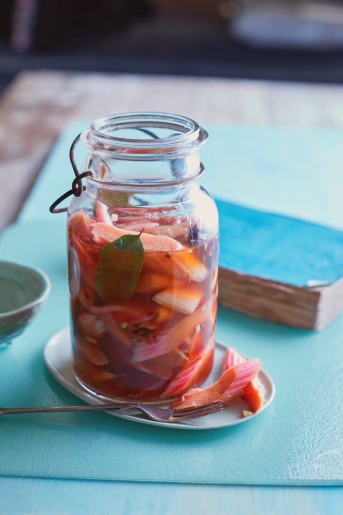 Savoury pickled rhubarb recipe