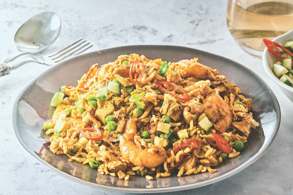 Nasi goreng recipe with chicken and prawns