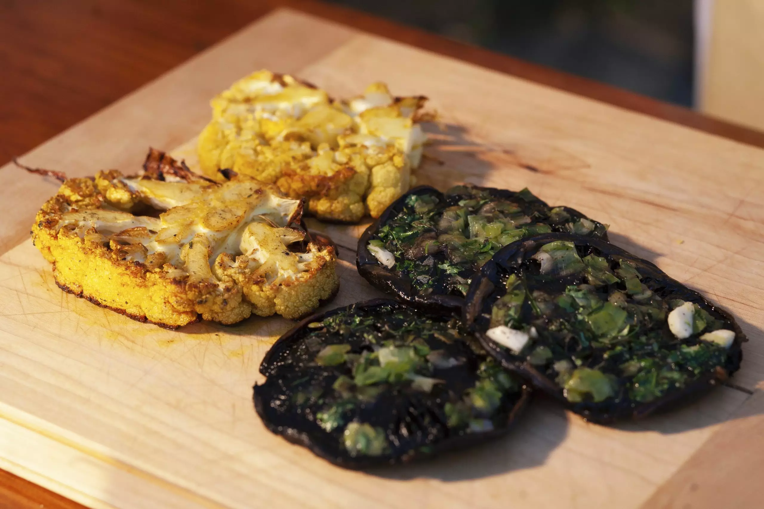 BBQ Portobello mushrooms with leeks