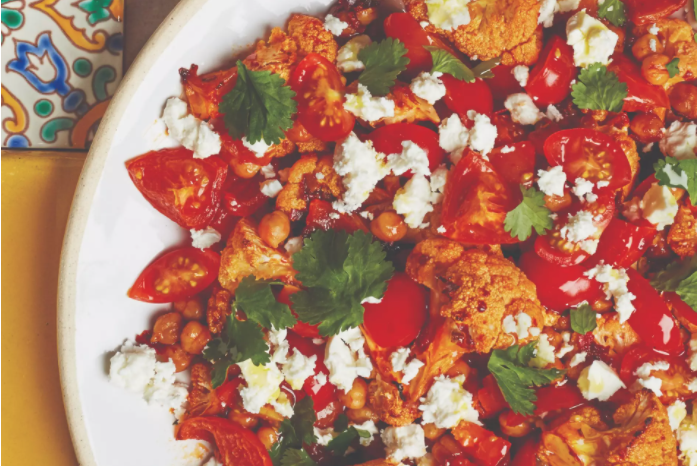 Roasted chickpea and cauliflower harissa salad recipe