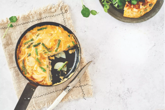 Asparagus and new potato frittata with watercress salad