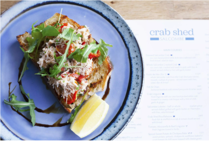 Crab bruschetta recipe with watercress and rocket