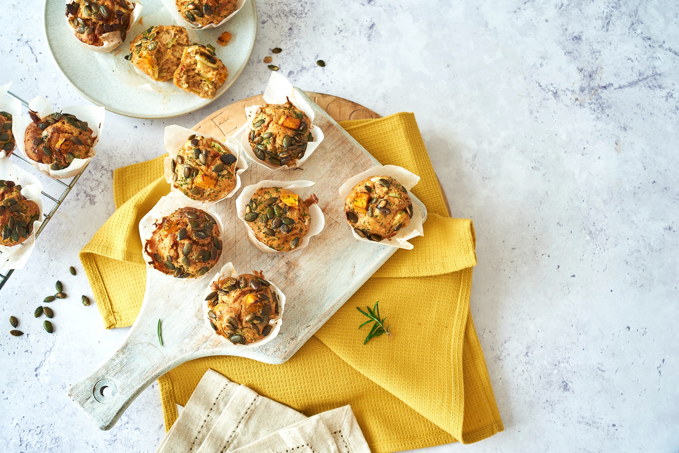 pumpkin, feta and harissa muffins