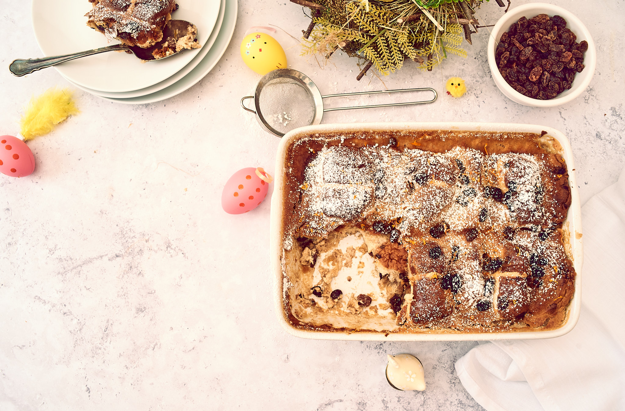 Hot cross bun bread and butter pudding recipe
