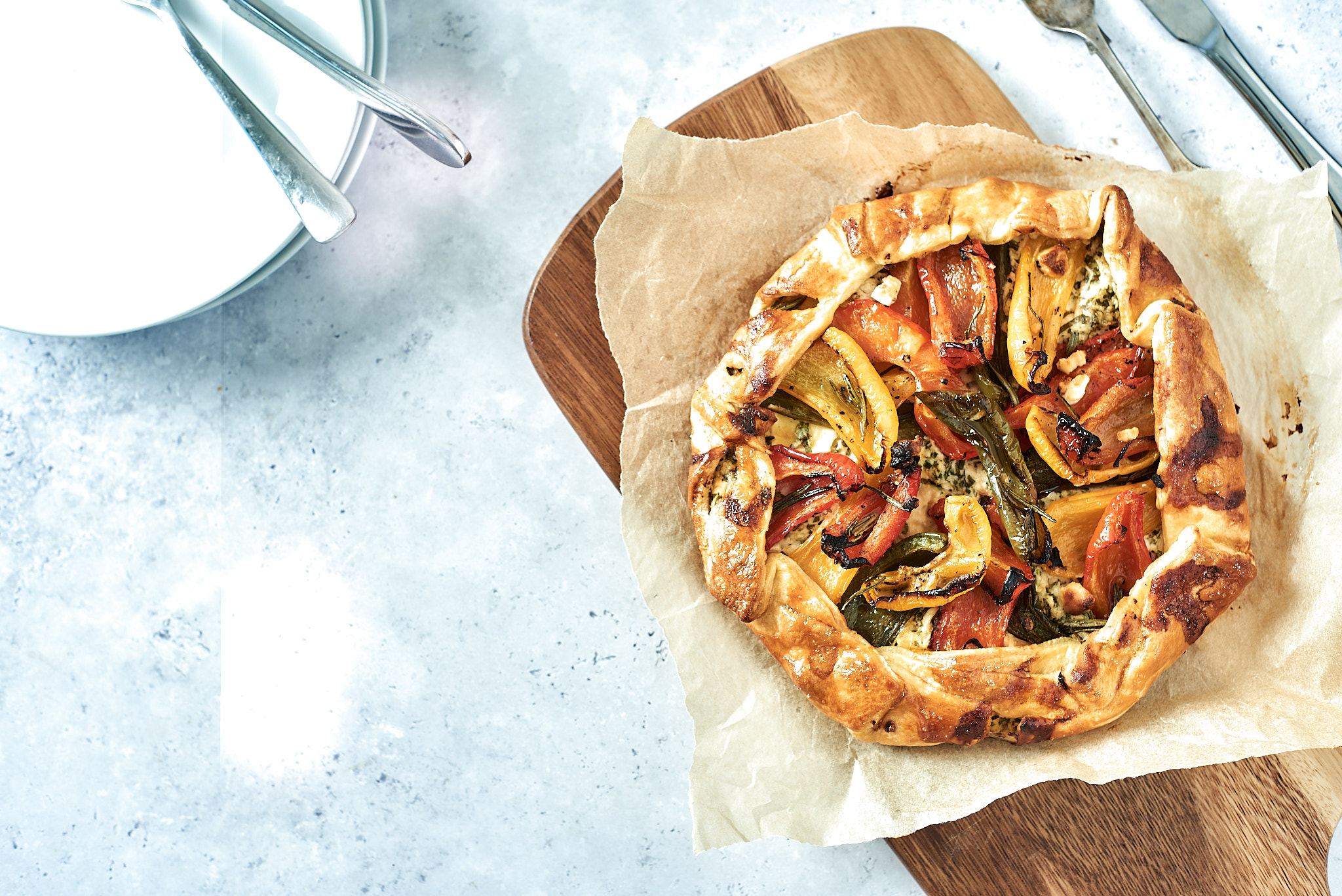 Roasted pepper galette recipe with goat’s cheese